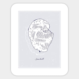 Big Seashell. Realistic sea life drawings. Sticker